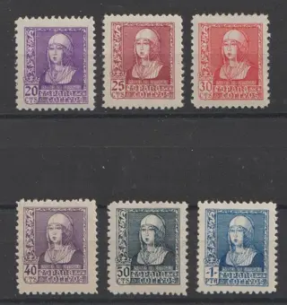 Spanje 1938/1938 - Isabella I the Catholic. Complete and well centred set. - Edifil 855/60