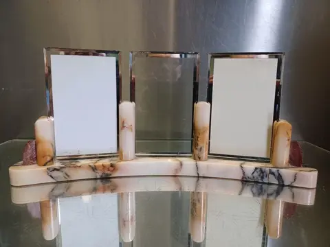 Marmeren gebogen 3-delige Art Deco fotokader