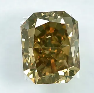 Diamant - 0.57 ct - Radiant - Natural Fancy Brownish Yellow