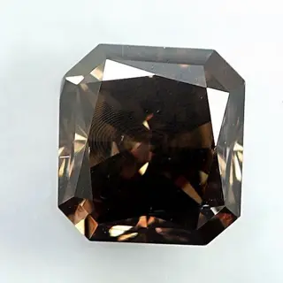 Diamant - 0.66 ct - Radiant - Natural Fancy Deep Brownish