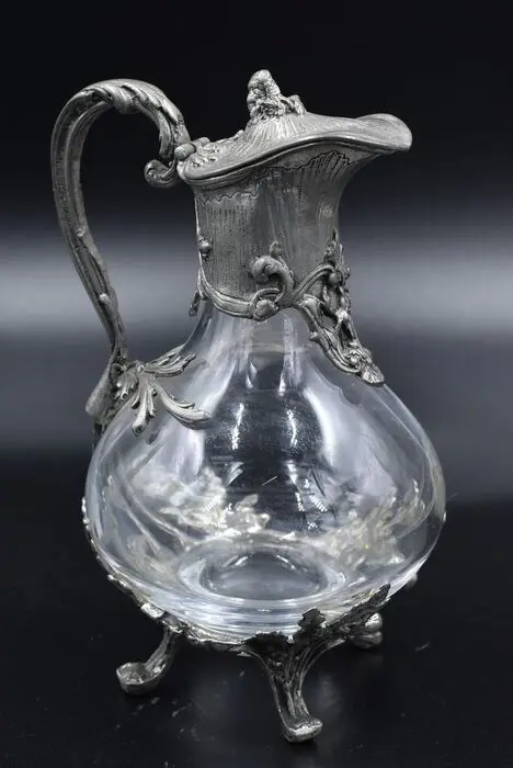 Kan in art-nouveaustijl - Glas en tin