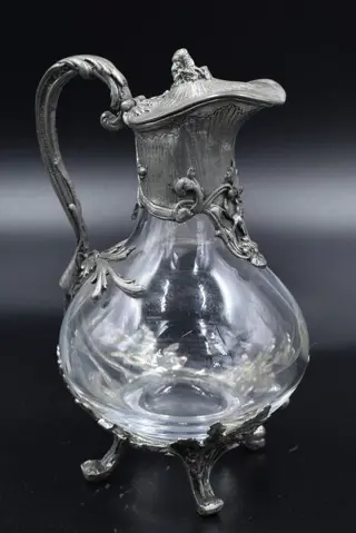 Kan in art-nouveaustijl - Glas en tin