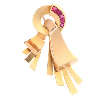 Retro ruby channel setting pin made in France