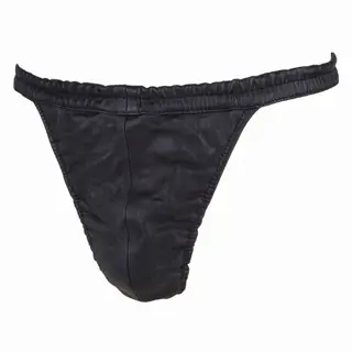 Fraaie zwart leren heren string elastisch