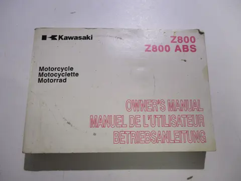 INSTRUCTIEBOEKJE Kawasaki Z 800 2013 - 2014