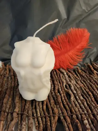 Massage kaars - hand gemaakt - vrouw met vleugels - groot