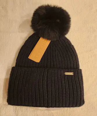 STEVE MADDEN Pointelle gebreide muts met pompon