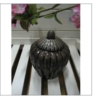 POT MET DEKSEL KERAMIEK BRUIN MT S hoog 14 CM Nieuw