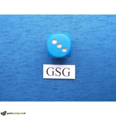 Blauwe dobbelsteen met gouden ogen nr. 60071-02