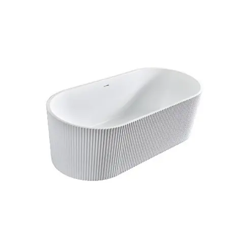 ALONI VRIJSTAAND BAD RONDO ACRYL VERTICALE STREPEN MAT WIT