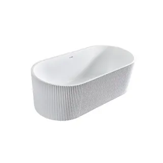 ALONI VRIJSTAAND BAD RONDO ACRYL VERTICALE STREPEN MAT WIT