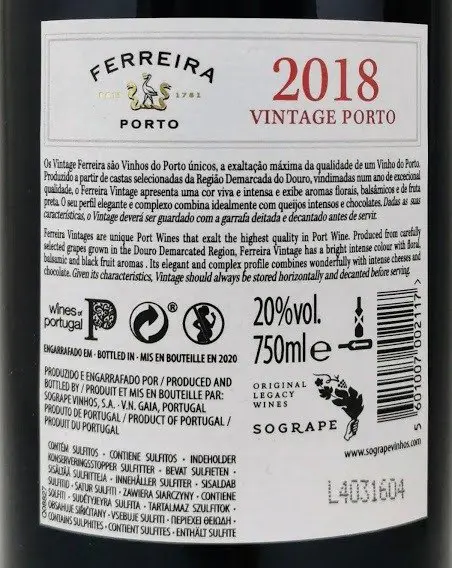 2018 Ferreira - Douro, Oporto, Port Vintage Port - 1 Fles (0,75 liter)