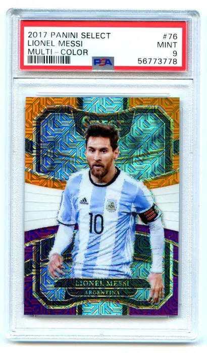 2017 Panini Select #76 Lionel Messi - Multi-Color - GOAT - PSA 9