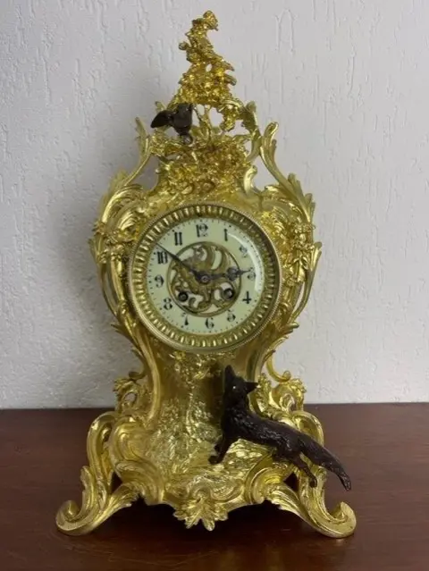 Imposante Rococo klok - Brons, Brons (verguld/verzilverd/gepatineerd/koud geschilderd), Glas - Tweede helft 19e eeuw