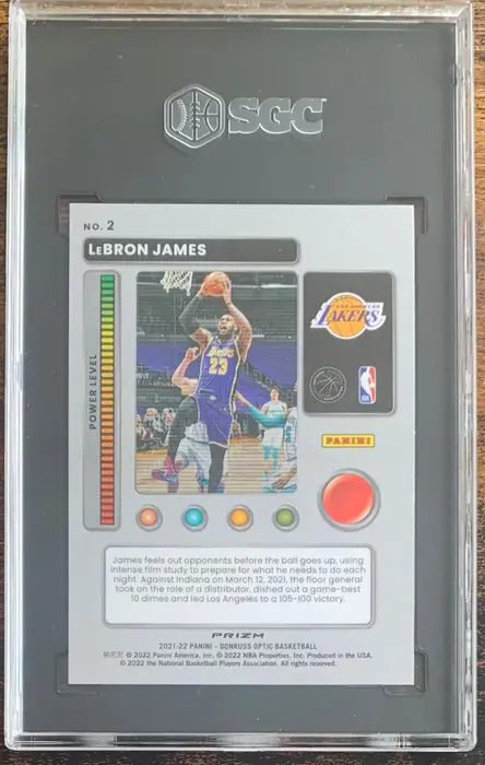2021-22 Panini Donruss Optic #2 Lebron James - T-Minus 3,2,1… Holo Prizm - SGC 9