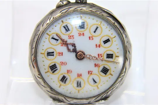 Zakhorloge voor dame Zilver Goud eind 19e eeuw - Zilver, Vermeil goud - Eind 19e eeuw