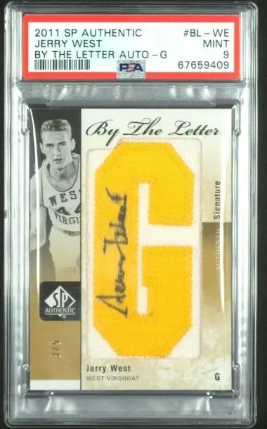 2011 Upper Deck SP Authentic Trading card #BL-WE Jerry West - By The Letter Auto - G - PSA 9