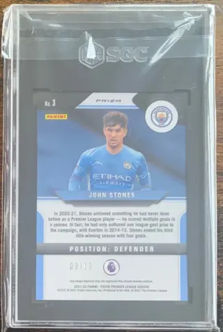 2021-22 Panini Prizm Premier League #3 John Stones - Gold Prizm /10 - SGC 10