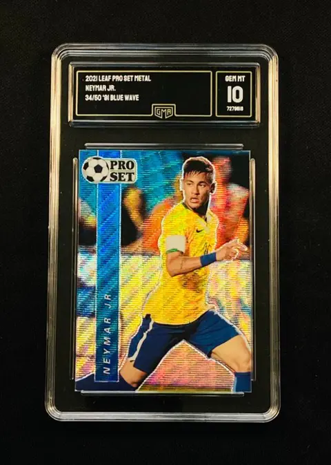 2021 Leaf Pro Set Metal - Neymar Jr. - Blue Wave 34/50 - GMA 10