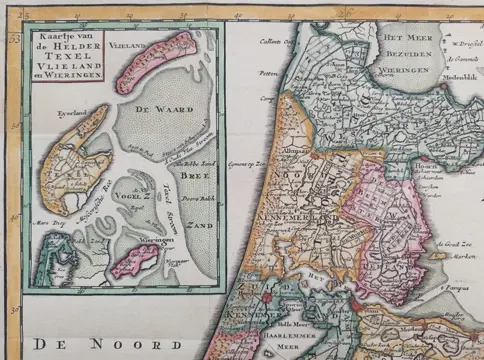 Nederland, Holland. Utrecht, Texel, Vlieland; Isaak Tirion - Nieuwe Kaart der Provincie van Holland - 1753