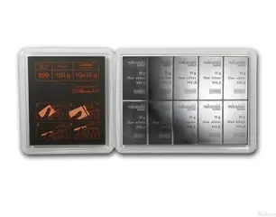 100 grams (10 bars x 10 grams/each) - Zilver .999 - Valcambi - Verzegeld en met certificaat