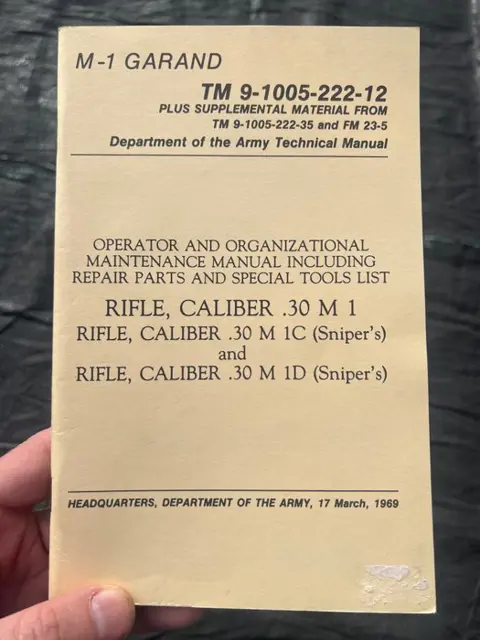 Verenigde Staten van Amerika - M1 GARAND (Sniper) Rifle Maintenance Manual - Infantry - Airborne - Ranger - beautiful plates - identical WW2 models - Vietnam War - 1969