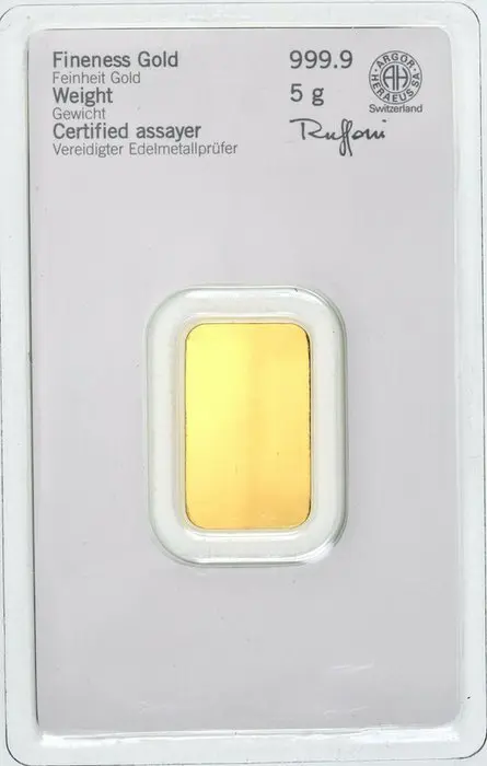 5 gram - Goud .999 - Heraeus - Verzegeld en met certificaat