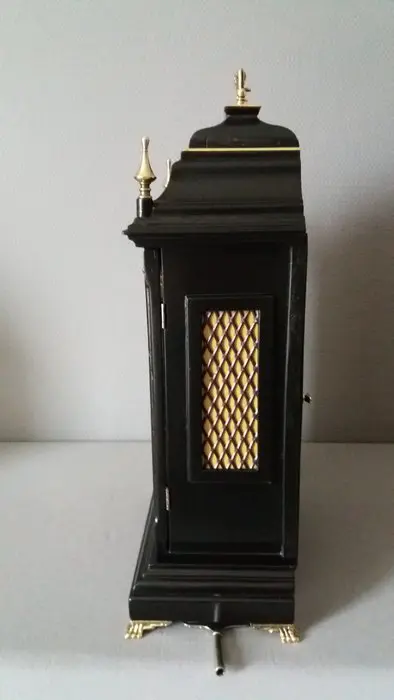 Schoorsteenklok - Hout - messing/brons - glas. - Begin 20e eeuw