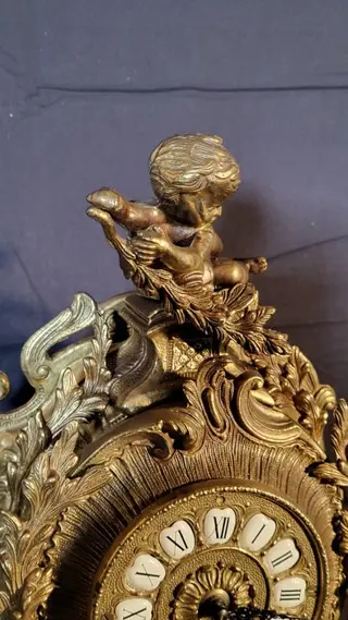 Italiaanse bronzen vergulde pendule rococo stijl - Verguld brons - Eind 20e eeuw