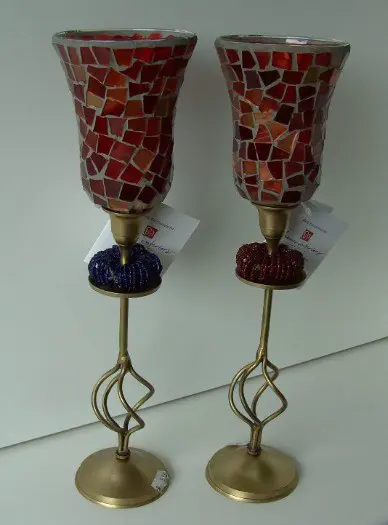 KANDELAAR KOPER MET RINGEN 2 STUKS NIEUW