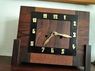 Art DecoAmsterdamse School pendule klok - Hout, Coromandel, Hout, Eiken, Messing - Begin 20e eeuw