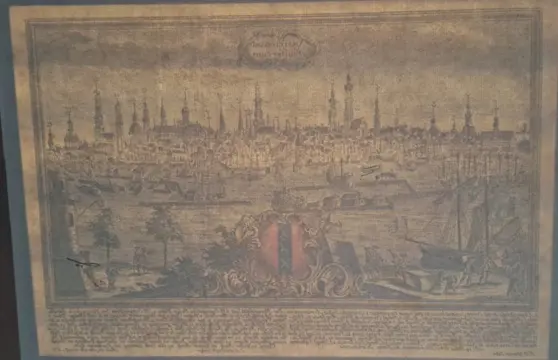 Nederland, Amsterdam; F.B. Werner delin /J. Georg Rengle sculps. Mart. Engelbrecht exud. A.Y. - Stadsgezicht Amsterdam vanaf het IJ - 1681-1700