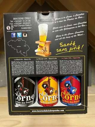 Ebly & Neobulles - La Corne & Bière des Amis gift boxes w/ glasses - 33cl - 4 flessen