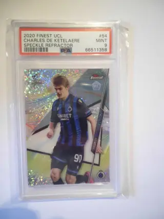 2020 TOPPS Finest UCL #54 Charles De Ketelaere - Speckle Refractor - PSA 9