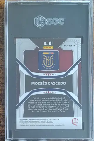 2021-22 Panini Prizm World Cup #81 Moises Caicedo - Pink Prizm - Rookie Card - SGC 9