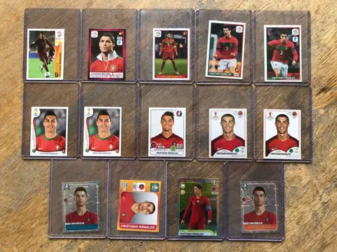 2008 to 2020 Panini European Championship, World Cup - Lot of 21x Cristiano Ronaldo stickers