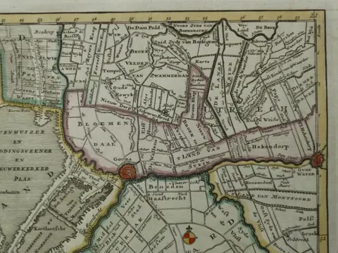 Nederland, Zuid-Holland, Rotterdam, Gouda; Isaak Tirion / Melchior Bolstra - Nieuwe Kaart van Schieland en Krimperwaard - 1721-1750