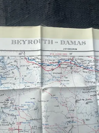Verenigd Koninkrijk - Rare RAF Cold War SILK Pilot Evasion / escape map - Israel - Syria - Libanon - Al Jauf - Saudia Arabia - 1953