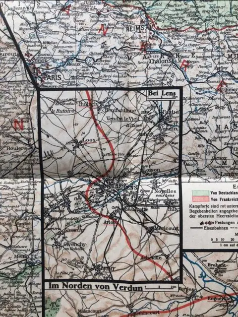 Duitsland - Rare WW1 German double sided Battle Front Map - Western Front, Italy, Balkan - Verdun - Somme - Yper - September - 1917