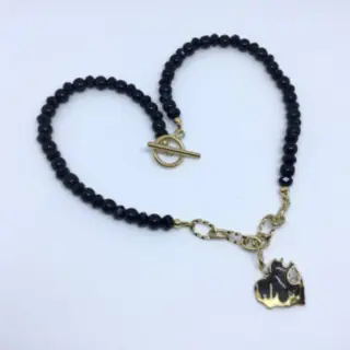 Zwarte kralen ketting met hanger
