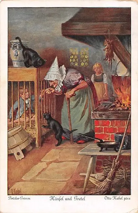 Sprookjeskaarten - Hans en Grietje (wat internationaal) - Ansichtkaarten (53) - 1932