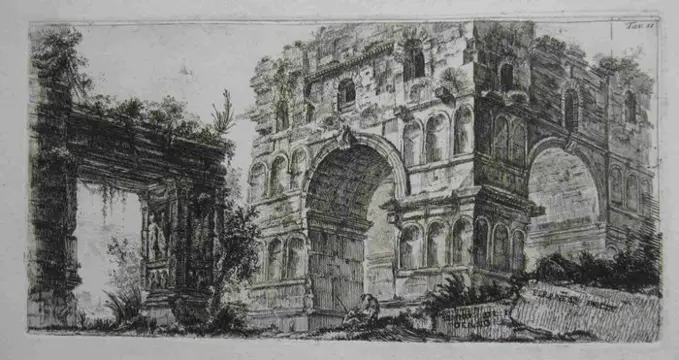 Italië, Lazio, Roma; Giovan Battista Piranesi - Tempio di Giano - 1821-1850