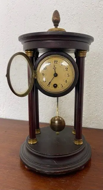 Kolom klok - Brons, walnut wood - circa 1900