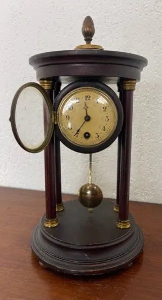 Kolom klok - Brons, walnut wood - circa 1900