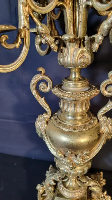 Paar franse bronzen vergulden regency Kandelaars 1860. - Verguld brons - Eind 19e eeuw