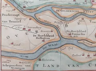 Nederland, Gelderland, Schenkenschans eo; Isaak Tirion - Naaukeurige Aftekening van de loop der rivieren bij Schenkenschans - 1744