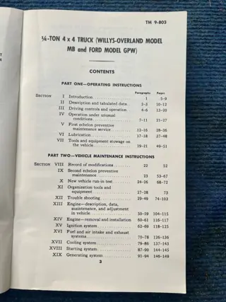 Verenigde Staten van Amerika - Unique Willys Jeep Mechanic Handbook - For Model MB / Ford Model GPW - TM9-803 - 1944