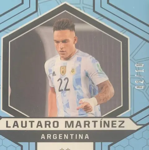 2021-22 Panini Obsidian Trifecta Material - #TM-LMA Lautaro Martinez - Electric Etch Yellow /10 - SGC 10