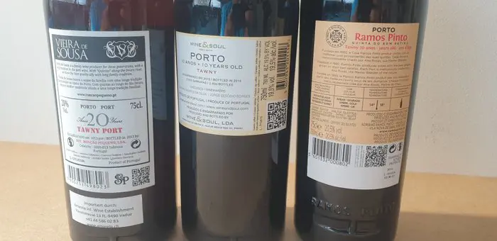 Ramos Pinto 20 Anos, Vieira de Sousa 20 Anos & Wine & Soul 10 Anos - Douro 20 years and 10 years aged tawny port - 3 Flessen (0.75 liter)