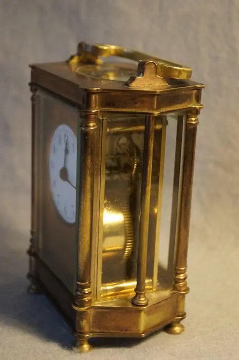Franse koperen reisklok voor reparatie, ca.1900 - Glas, Keramiek, Messing - circa 1900